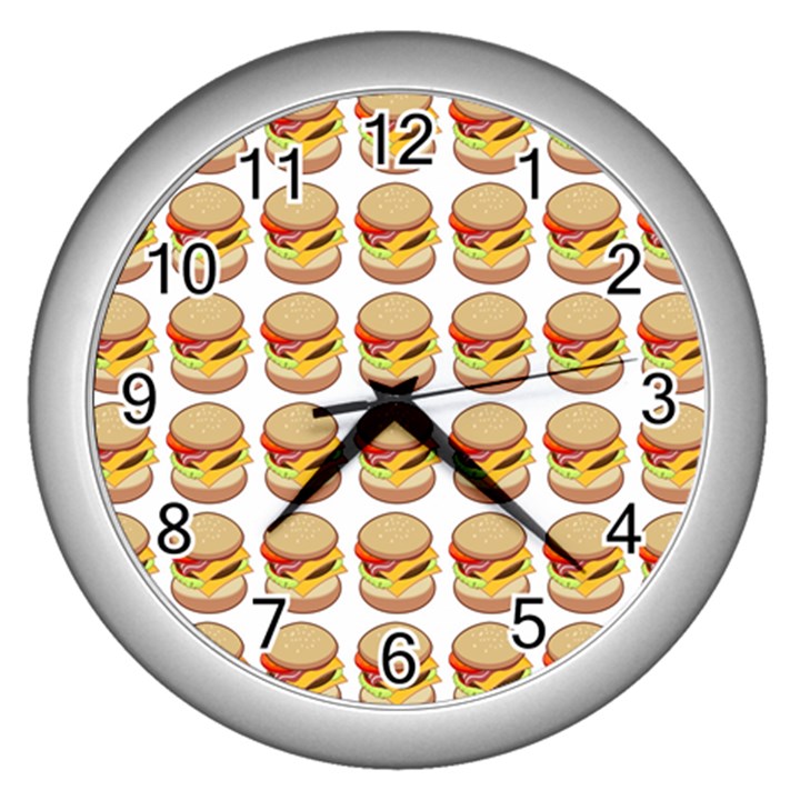 Hamburger Pattern Wall Clocks (Silver) 