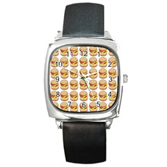 Hamburger Pattern Square Metal Watch