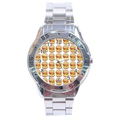 Hamburger Pattern Stainless Steel Analogue Watch