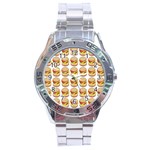 Hamburger Pattern Stainless Steel Analogue Watch Front