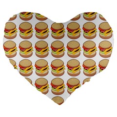 Hamburger Pattern Large 19  Premium Flano Heart Shape Cushions