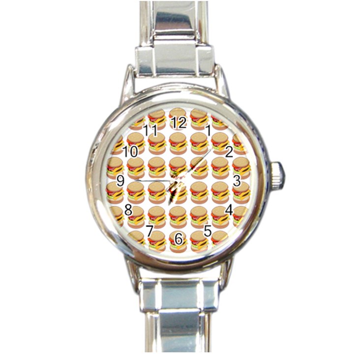 Hamburger Pattern Round Italian Charm Watch