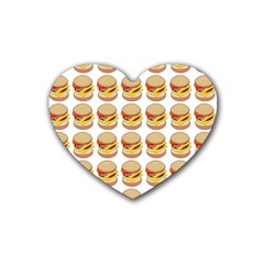 Hamburger Pattern Rubber Coaster (heart)  by Simbadda