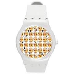 Hamburger Pattern Round Plastic Sport Watch (m) by Simbadda