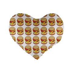 Hamburger Pattern Standard 16  Premium Flano Heart Shape Cushions by Simbadda