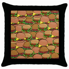 Burger Double Border Throw Pillow Case (black) by Simbadda