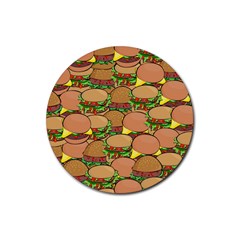 Burger Double Border Rubber Coaster (round)  by Simbadda