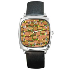 Burger Double Border Square Metal Watch by Simbadda