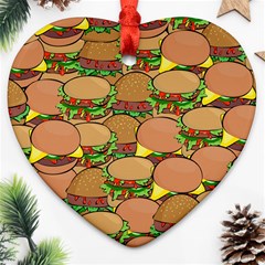 Burger Double Border Heart Ornament (two Sides) by Simbadda