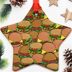 Burger Double Border Star Ornament (two Sides) by Simbadda