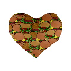 Burger Double Border Standard 16  Premium Heart Shape Cushions by Simbadda