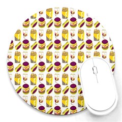 Hamburger And Fries Round Mousepads by Simbadda