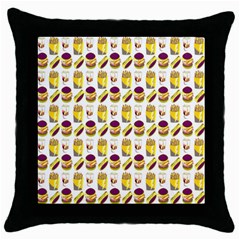 Hamburger And Fries Throw Pillow Case (black) by Simbadda