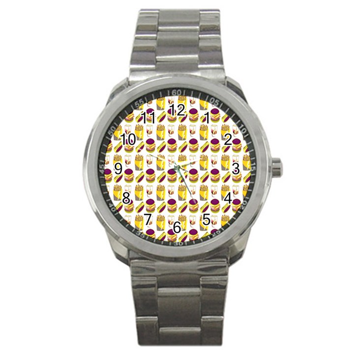 Hamburger And Fries Sport Metal Watch