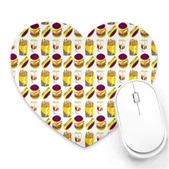 Hamburger And Fries Heart Mousepads by Simbadda