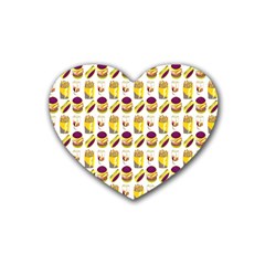 Hamburger And Fries Rubber Coaster (heart)  by Simbadda