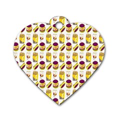 Hamburger And Fries Dog Tag Heart (two Sides) by Simbadda