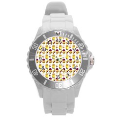 Hamburger And Fries Round Plastic Sport Watch (l) by Simbadda