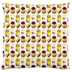 Hamburger And Fries Large Cushion Case (one Side) by Simbadda