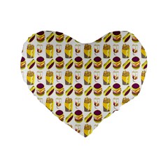 Hamburger And Fries Standard 16  Premium Heart Shape Cushions by Simbadda