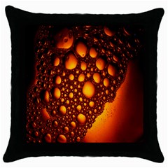 Bubbles Abstract Art Gold Golden Throw Pillow Case (black) by Simbadda