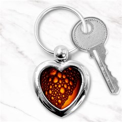 Bubbles Abstract Art Gold Golden Key Chains (heart)  by Simbadda