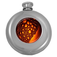 Bubbles Abstract Art Gold Golden Round Hip Flask (5 Oz) by Simbadda