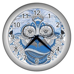 Pattern Monkey New Year S Eve Wall Clocks (silver)  by Simbadda