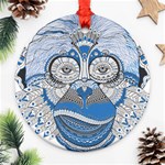 Pattern Monkey New Year S Eve Round Ornament (Two Sides) Front