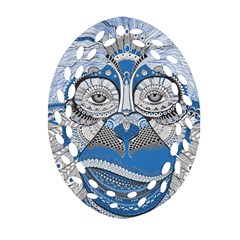 Pattern Monkey New Year S Eve Oval Filigree Ornament (two Sides) by Simbadda