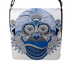 Pattern Monkey New Year S Eve Flap Messenger Bag (l)  by Simbadda