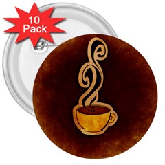 Coffee Drink Abstract 3  Buttons (10 Pack)  by Simbadda