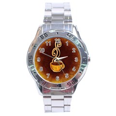 Coffee Drink Abstract Stainless Steel Analogue Watch