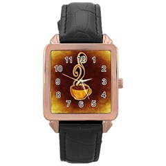 Coffee Drink Abstract Rose Gold Leather Watch  by Simbadda