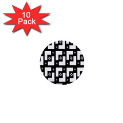 Abstract Pattern Background  Wallpaper In Black And White Shapes, Lines And Swirls 1  Mini Buttons (10 Pack)  by Simbadda