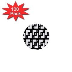 Abstract Pattern Background  Wallpaper In Black And White Shapes, Lines And Swirls 1  Mini Buttons (100 Pack)  by Simbadda