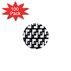 Abstract Pattern Background  Wallpaper In Black And White Shapes, Lines And Swirls 1  Mini Magnets (100 Pack)  by Simbadda