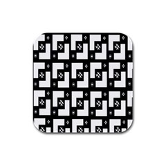 Abstract Pattern Background  Wallpaper In Black And White Shapes, Lines And Swirls Rubber Square Coaster (4 Pack)  by Simbadda