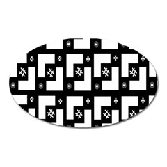 Abstract Pattern Background  Wallpaper In Black And White Shapes, Lines And Swirls Oval Magnet by Simbadda