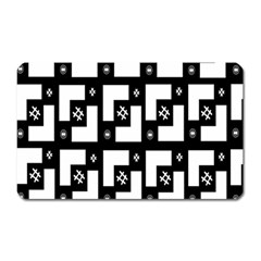 Abstract Pattern Background  Wallpaper In Black And White Shapes, Lines And Swirls Magnet (rectangular) by Simbadda