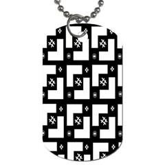 Abstract Pattern Background  Wallpaper In Black And White Shapes, Lines And Swirls Dog Tag (one Side) by Simbadda