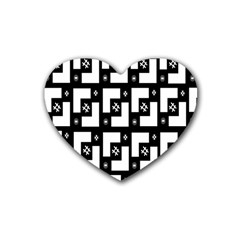 Abstract Pattern Background  Wallpaper In Black And White Shapes, Lines And Swirls Rubber Coaster (heart)  by Simbadda