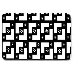 Abstract Pattern Background  Wallpaper In Black And White Shapes, Lines And Swirls Large Doormat  by Simbadda