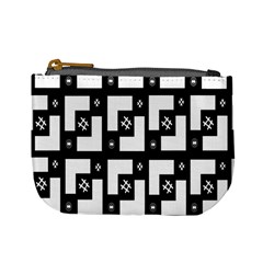 Abstract Pattern Background  Wallpaper In Black And White Shapes, Lines And Swirls Mini Coin Purses by Simbadda