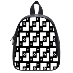 Abstract Pattern Background  Wallpaper In Black And White Shapes, Lines And Swirls School Bags (small)  by Simbadda