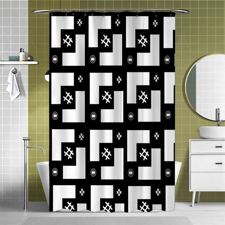 Abstract Pattern Background  Wallpaper In Black And White Shapes, Lines And Swirls Shower Curtain 48  x 72  (Small) 