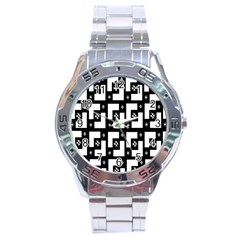 Abstract Pattern Background  Wallpaper In Black And White Shapes, Lines And Swirls Stainless Steel Analogue Watch by Simbadda