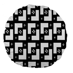 Abstract Pattern Background  Wallpaper In Black And White Shapes, Lines And Swirls Large 18  Premium Round Cushions by Simbadda