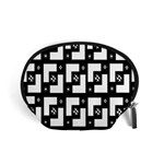 Abstract Pattern Background  Wallpaper In Black And White Shapes, Lines And Swirls Accessory Pouches (Small)  Front