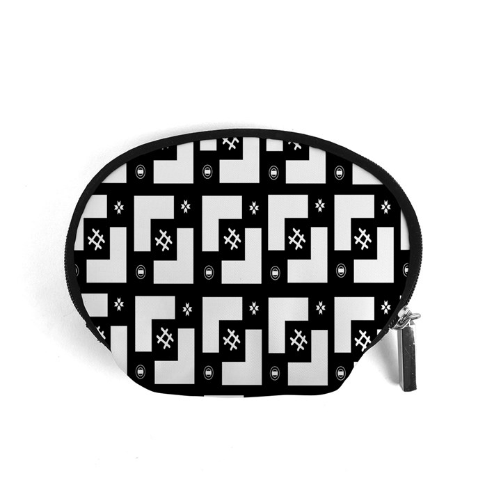 Abstract Pattern Background  Wallpaper In Black And White Shapes, Lines And Swirls Accessory Pouches (Small) 